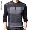 Zipper Thick Warm Winter Striped Knitted Pull Sweater Men Wear Jersey Mens Pullover Knit Sweaters Male Fashions 93003 210812
