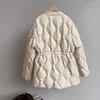 Veste en coton à col debout pour femme hiver mode coréenne Parka mi-longueur mince manteau de pain à manches longues 210607