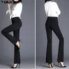 Büroarbeit Sommer solide Frauen Hosen weibliche hohe Taille dünne Flare Hosen Capris für Frauen Hosen Frau Plus Größe 210412