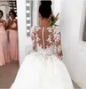 Robes de mariée en dentelle rétro robes de mariée avec détachable tulle bijou cou pure manches longues perles broderie élégante 2022 robe de mariée vestidos de noiva