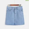 Skirts 2022 A Line Korean Denim Miniskirts All Match Women Mini Skirt Pockets Blue Solid Jeans High Waist Casual Falda Mujer