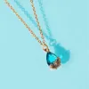 Fashion Boho Simple Gold Multicolor Crystal Drop Pendant Choker Necklace For Women Vintage Collar Bead Chain Jewelry Party Gift G1206