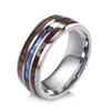 Anéis de cluster Inlay de madeira titânio aço para homens 8 mm abalone shell anel de carboneto de tungstênio obsede moda masculina acessório de jóias 513384770