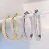 Baguette Princess Cut Square Shaped Cubic Zirconia CZ Earring Iced Out Bling Classic 45mm Big Circle Hoop Women Jewlery Huggie