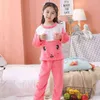 Crianças Manga Longa Morosa Flanela Pijama Inverno Menino Menina Sleepwear Dos Desenhos Animados Bebê Nightwear Presente Crianças Adorável Pijama Set 211130