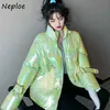 Neploe Chic Tassel Patchwork Candy Color Parkas Koreanska Loose Sustans Vinter Kvinnor Jacka Fashion Stand Collar Cotton Coat 210423