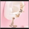 Drop Delivery 2021 Pz/set Orecchini classici da donna Set Orecchini a clip in oro con farfalla vuota di cristallo rosa Bellissimo regalo di San Valentino Gioiello