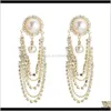 Dangle & Chandelier Jewelry Drop Delivery 2021 Blingbling Exaggerated Fashion Large Round Pearl Diamond For Female Ear Studs Long Tassel Earr