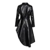 DEAT turn-down collar full sleeves asymmetrical bottoms PU leather waist belts female trench spring coat WJ86104L 210428
