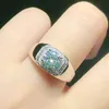 Bocai S925 Sterling Diamonds Dominee One Moissanite Heren Verstelbare 925 Silver Male Ring