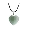 Colar Natural Stone Designer Jóias Coração Pingente Cura Turquesa Verde Aventurine Quartz Couro Link Cadeia Casais Colares Para As Mulheres Homens