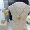 Ins Choucong Marca Anéis de Casamento Luxo Jóias 925 Sterling Prata Amarelo Água Gota 5A Cúbico Zircão Eternidade Partido Mulheres Noivado Anel de Noiva Presente