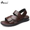 Luftkudde Sandaler Ko Läder Mäns Andningsbara Casual Shoes Male Non-Slip Soft Bottom Tofflor Dual Använd Sandals Men Beach