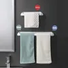 Porte-serviettes Support auto-adhésif Barre de salle de bain murale Porte-rouleau Crochet de rangement