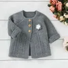 Autumn Winter Baby Boys Girls Floret Pure Color Knit Jacket Infant Kids Boy Girl Long Sleeve Cardigan Coat Clothing 210521