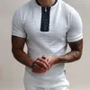 Мужские Полосы летние мужчины рубашка с коротким рукавом негабаритная свободная застежка на молнии, соответствующая одежду роскошные мужские футболки Tee Top U.s.