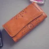 Brieftaschen Frauen Hohl Boho Leder Weibliche Casual Handtaschen Dame Feste Kupplung Taschen Telefon Karte Halter Lange Geldbörse Paar 2021