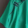 Johnature Vrouwen Groene Shirts Chinese Stijl Blouses Button Ramie Zomer Hoge Kwaliteit Vintage Women Shirts en Tops 210521