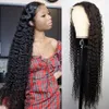 Long Deep Wave Frontal Wigs For Black Women Brasilianska mänskliga hår Curly 13x4 Syntetiskt våta och vågiga vattenvågspetsar Front Wig4624983