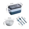 Portátil Stackable Kids Almoço Aço Inoxidável Aço Inoxidável Sopa De Armazenamento De Armazenamento Adulto Table Utensílios De Tabela De Plástico Isolado Bento Caixa 210818