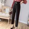 Korean Elegant Formal Black Suit Women Spring and Summer OL Style High Waist Pencil Pants with Belt Trousers 9237 50 210417