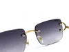 Vintage güneş gözlükleri erkekler tasarlama çerçevesiz kare şekil gözlük UV400 altın açık renkli lens 0104 vaka tutkumları ile çok renkli lens