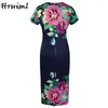 Drop Party Dresses Short Sleeve High Waist Plus Size Flower Print Long Summer Casual Elegant Woman 210513