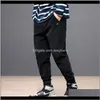 Erkek Giyim Giyim Damla Teslimat 2021 Moda Streetwear Erkekler Kot Gevşek Fit Siyah Gri Kırmızı Rahat Kadife Kargo Harem Pantolon Japon