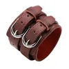 Tennis Kirykle Fashion Double Belt Leather Wrist Friendship Big Wide Bracelet For Men Buckle Vintage Punk Jewelry