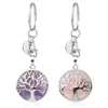 Porte-clés originaux en pierre naturelle arbre de vie porte-clés couleur argent cristal de guérison décor de voiture porte-clés porte-clés pour femmes hommes