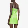 Gratis Women Strap Diamant Bandage Dress Sexig Ärmlös Bodycon Mini Fluorescerande Green Club Party Vestido 210524