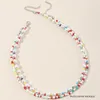 Naszyjniki wisiorek Rainbow kolorowy naszyjnik dla kobiet Initial Pearl Jewelry Choker Zroszony