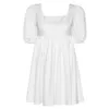 NEDEINS Abito estivo da donna Moda estiva Bianco Elegante manica a sbuffo Abito da spiaggia senza schienale Vestito da vacanza Casual Mini abito 210715