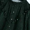 Vrouwen mode afdrukken ruche decoratie losse mini jurk vintage vrouwelijke lange mouw kleding casual dame vestido d6813 210430