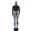 Kvinnors tvåbit byxor Bangniweigou knotskjorta Leggings 2 uppsättningar för kvinnor Höst High Street Tracksuit Slim Fit Print Suit Matching Set