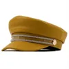 Berretti Ragazza Berretti militari in pelle PU Primavera Autunno Cappelli da marinaio per donna Cappello da cadetto da viaggio con cappuccio da capitano piatto grigio nero