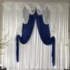 Hochzeitshintergrund-Dekorationsvorhang, 3 m H x 3 m, Eisseide, weiße Drapierung, Königsblau85311687298747