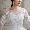 Robe de mariée à fleurs 2021 nouveau Style mariée grande taille Appliques robes de mariée rêveuse à manches longues à lacets robes de bal263e