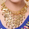 Indian Jewelry Multilayer Coins Chokers Necklaces Earrings Set Belly Dance Necklace Earings for Stage Show Wholesale