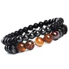 2pcs/set Natural Stone Handmade Beaded Strands Elastic Charm Bracelets For Women Men Party Club Yoga Energy Jewelry