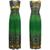 Nice-forever Summer Bohemian Sleeveless Printed Dresses Floor-Length Maxi Women Beach Dress bty002 210419