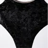 Style noir solide sexy corps sans trace fermeture de l'abdomen et combinaison de ceinture Y2K Mall Goth Summer GX642 210421
