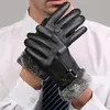 Fingerless Gloves Arrival Warm Winter Velvet Mens Plus Thickened PU Leather Screen Sense Plush Cuff Outdoors Anti-skid