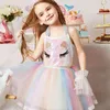 Ins Girls Sequined Clothing Set for Kids Chilldren Unicorn Cartoon Boutique Tops and Skirt 2pcs Oputfit Children 210529