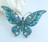 Piękny Butterfly Broszka Pin Wisiorek Blue Green Rhinestone Crystal EE04538C5