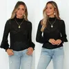 Vrouwen Sexy Sheer Mesh Blouse Shirt Lady Lange Mouw Doorzichtige TurtleWork Tops Shirts Clubwear Dames Blouses