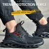 남성용 야외 통기성 메쉬 스틸 발가락 안티 스매싱 안전 신발 라이트 펑크 증거 편안한 작업 부팅 211222