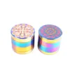 2021 Custom Rainbow Herb Grinder 4 Lagen 40mm Dia IceBlue Zinklegering Tabak Crusher Metal Grinders Tool