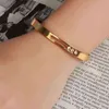 Cz Gold Stainless Steel Woman Bracelet Bangle Crystal Rhinestones Sliding Luxury Wedding Party Band Wristband Jewellery Gift