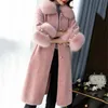 Women Fur Coat Blue S-5XL Plus Size Loose Faux Wool Jacket Autumn Winter Single-breasted Long Warmth Clothing LR743 210531